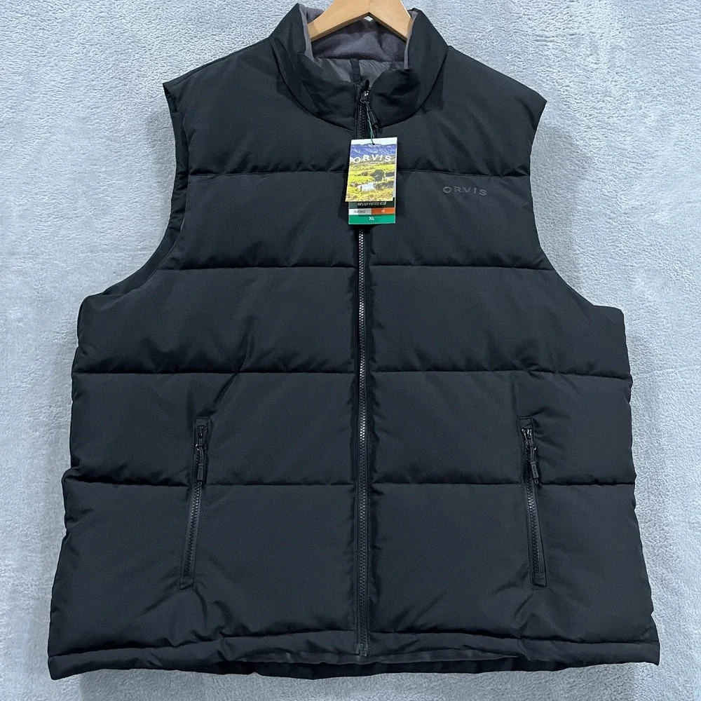 Orvis Puffer Vest Men XL Ripstop Outerwear Black Outdoors Hiking Fishing Zip